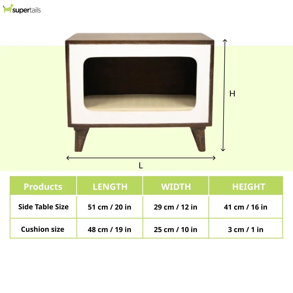 FurryLiving Telly Side Table with Cushion for Small Dogs and Cats (Dark Brown/Cream Cushion) - Image 8