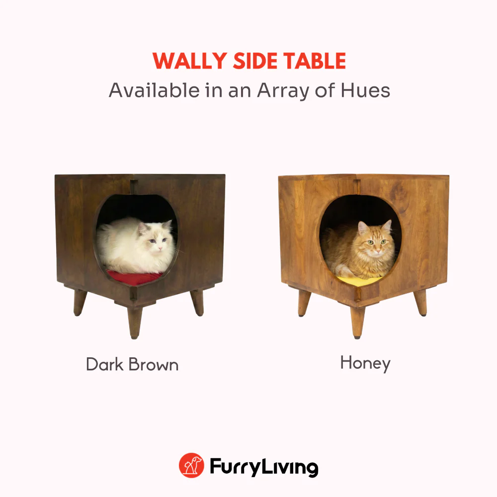 FurryLiving Wally Side Table with Cushion for Small Dogs and Cats (Honey/Yellow Cushion) - Image 6