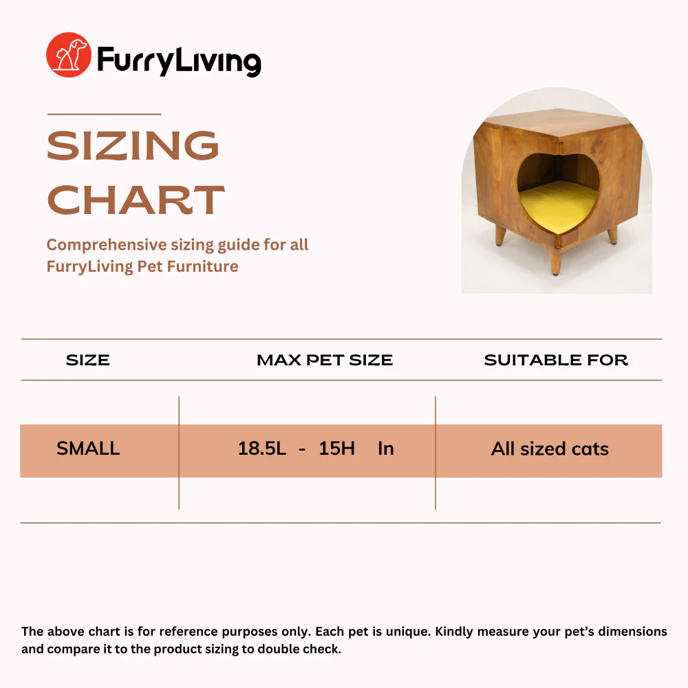 FurryLiving Wally Side Table with Cushion for Small Dogs and Cats (Honey/Yellow Cushion) - Image 7