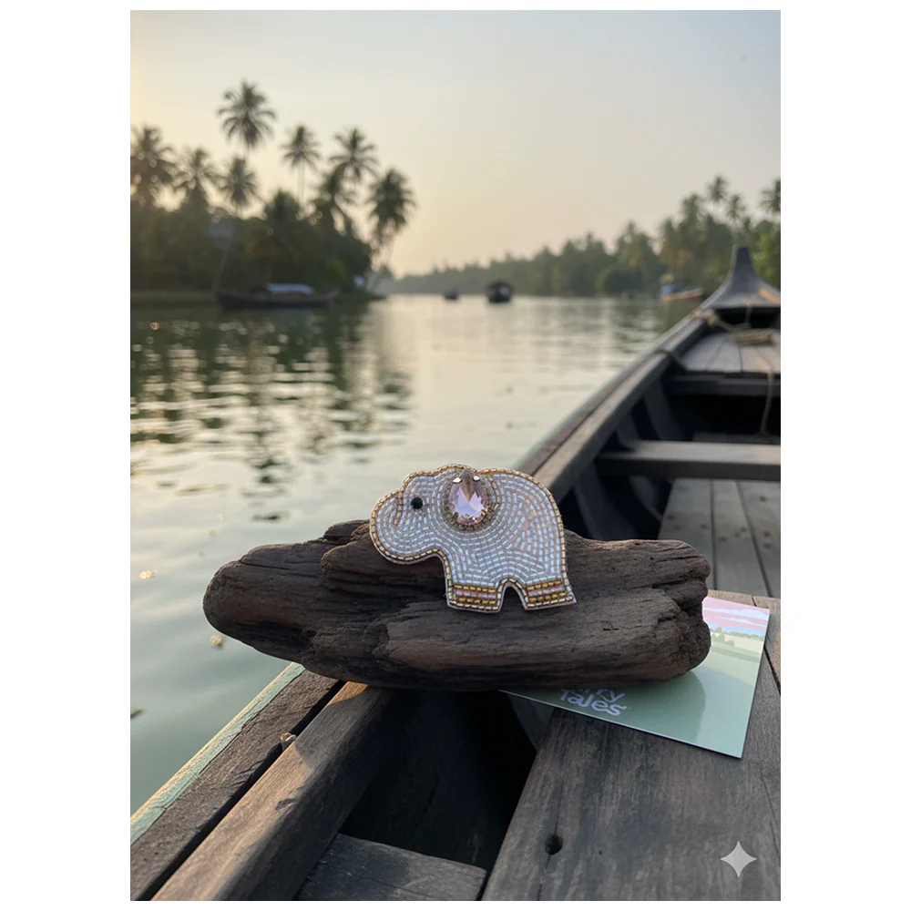 Furry Tales Artisan Handcrafted Appu Pet Theme Decorative Brooch (White and pink) - Image 3