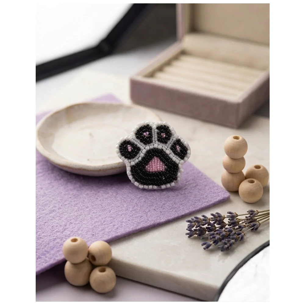 Furry Tales Artisan Handcrafted Black Pawgic Pet Theme Decorative Brooch (Black and White - Image 2