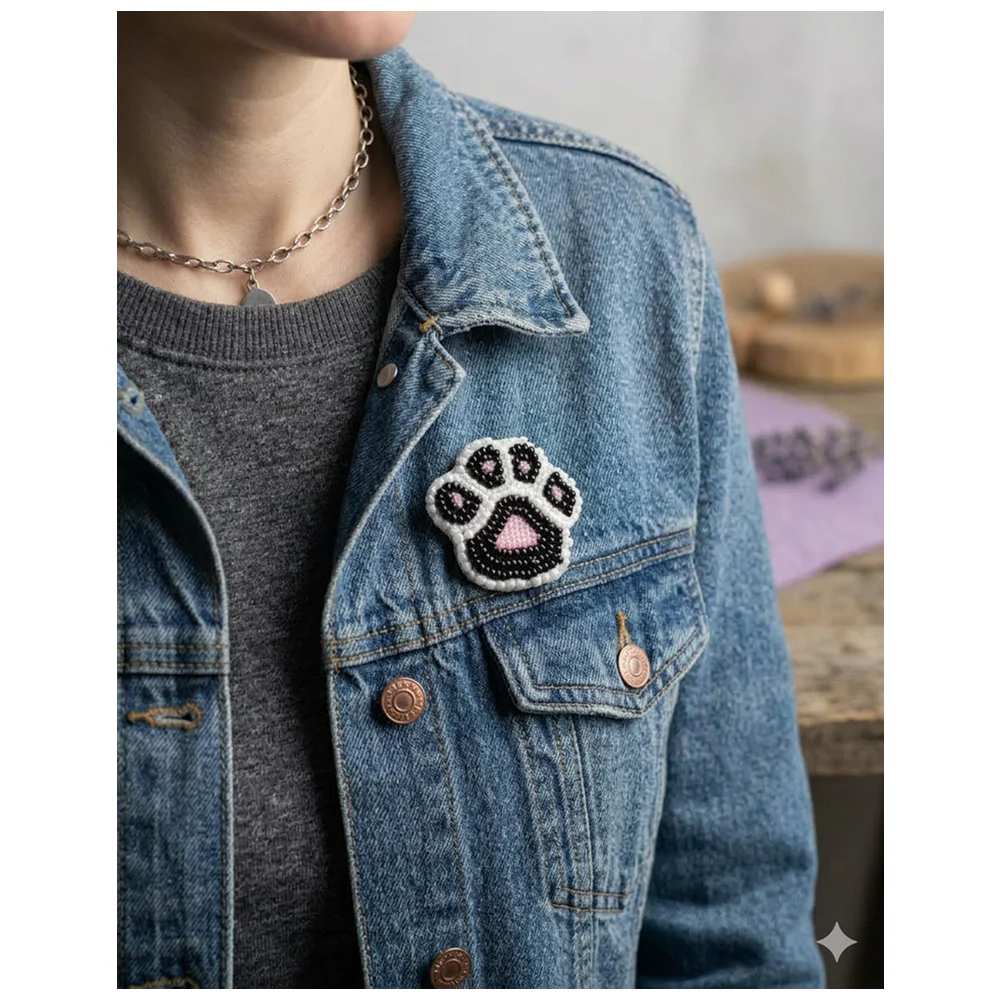Furry Tales Artisan Handcrafted Black Pawgic Pet Theme Decorative Brooch (Black and White - Image 5