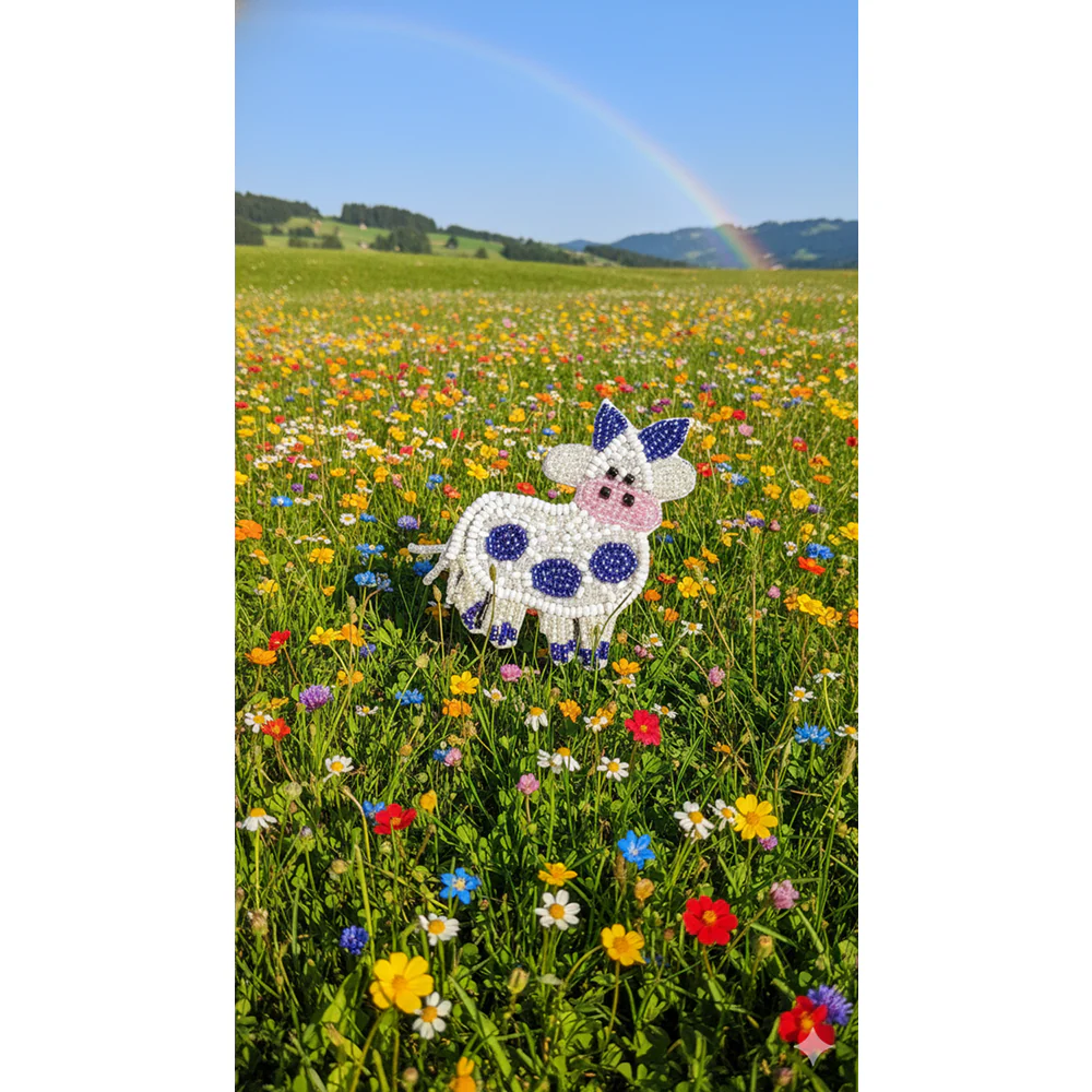 Furry Tales Artisan Handcrafted Violet Pet Theme Decorative Brooch (White and violet) - Image 3