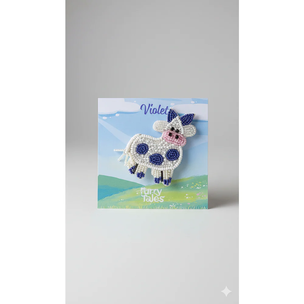 Furry Tales Artisan Handcrafted Violet Pet Theme Decorative Brooch (White and violet) - Image 3