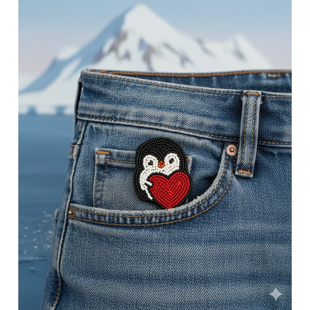 Furry Tales Pebble Penguin Handcrafted Brooch - Image 2