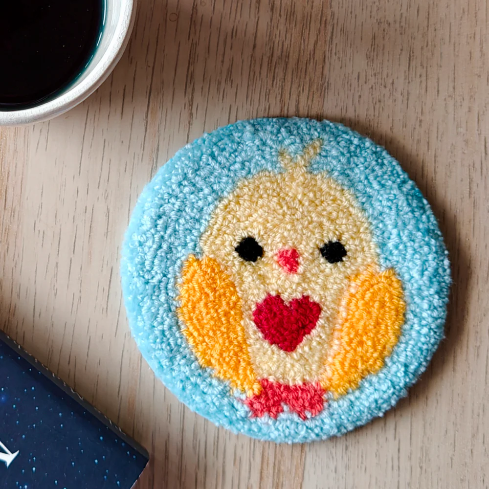Furry Tales Waffles Chick Handtufted Coaster