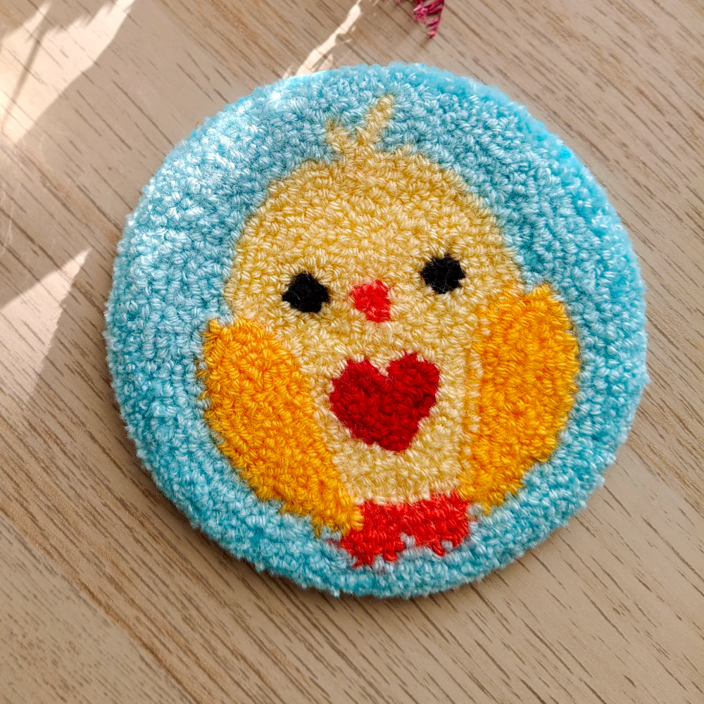 Furry Tales Waffles Chick Handtufted Coaster - Image 2