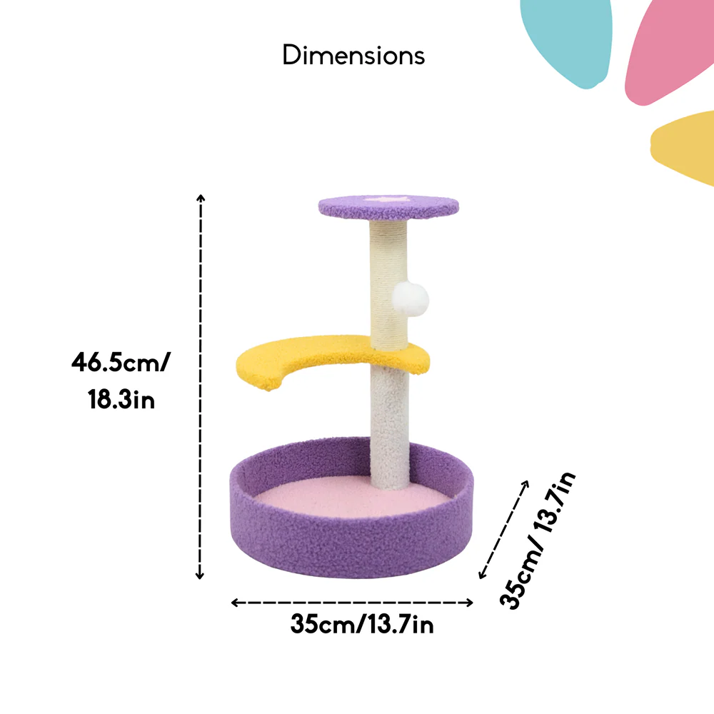 FurryLiving Astra 3Level Cat Tree for Cats & Kittens with Scratching Post and Hanging Toy for Cats - Image 5