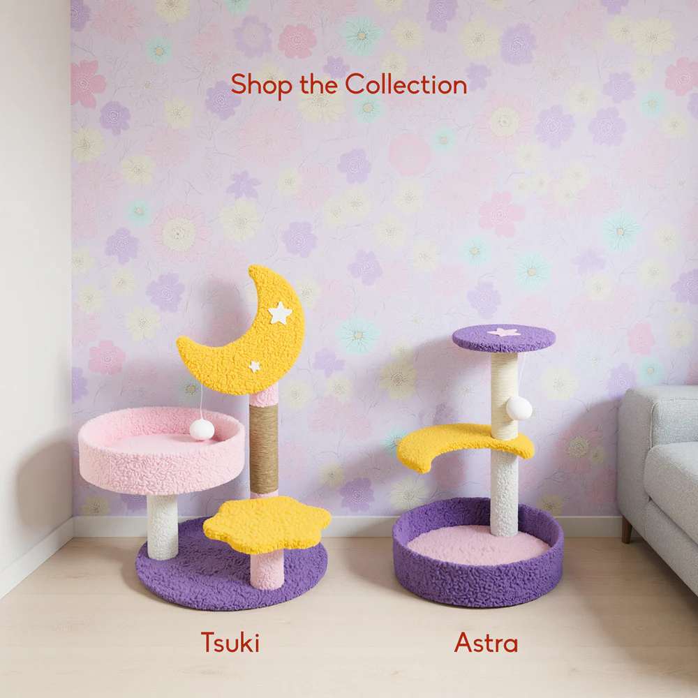 FurryLiving Astra 3Level Cat Tree for Cats & Kittens with Scratching Post and Hanging Toy for Cats - Image 6