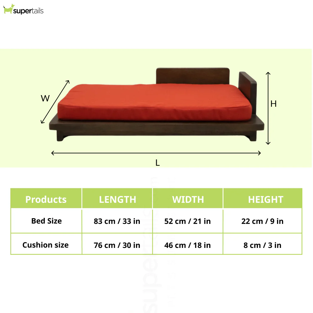 FurryLiving Barkly Bed with Cushion for Dogs (Dark Brown/Red Cushion) - Image 4