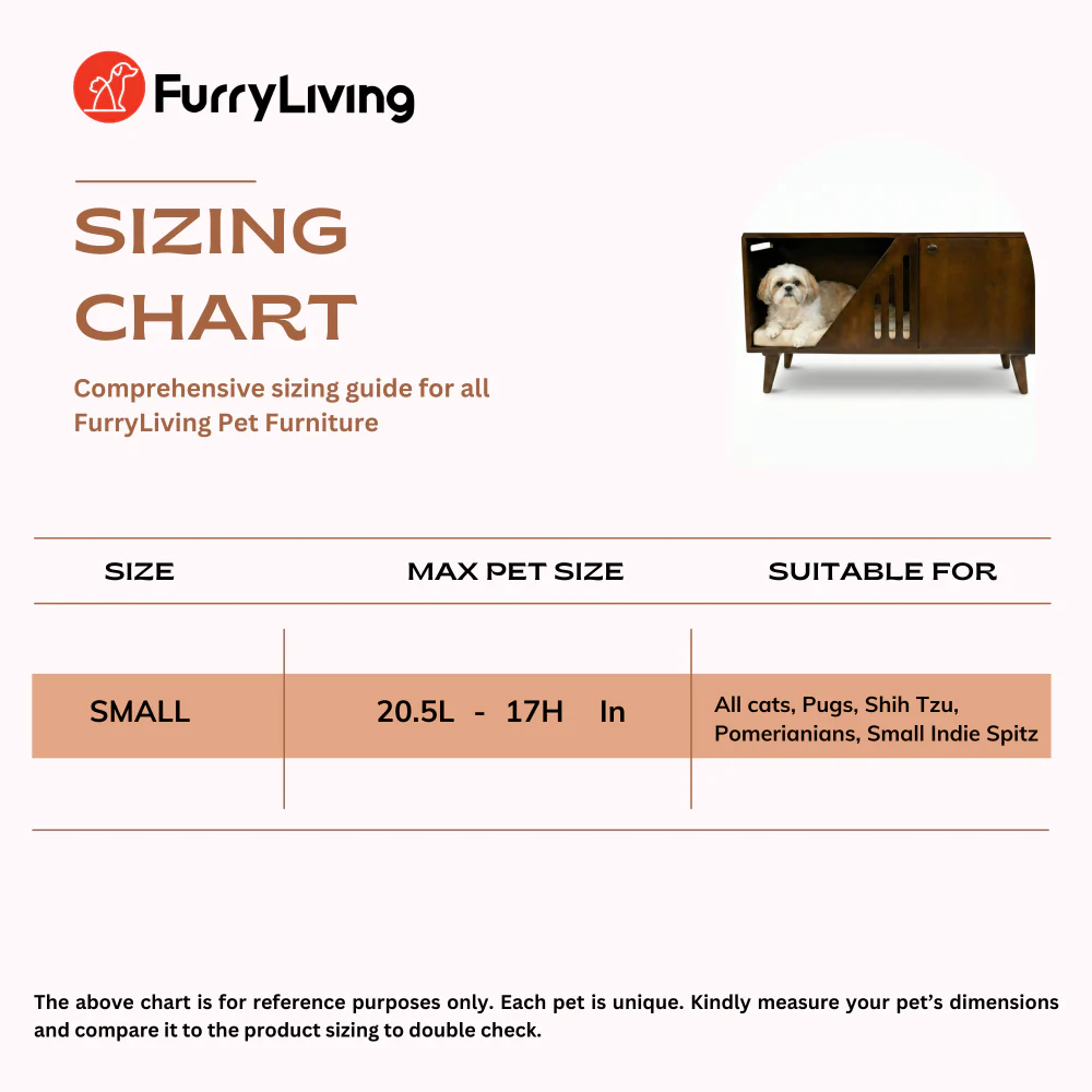 FurryLiving Benji Cabinet with Cushion for Small Dogs and Cats (Dark Brown/ Cream Cushion) - Image 6