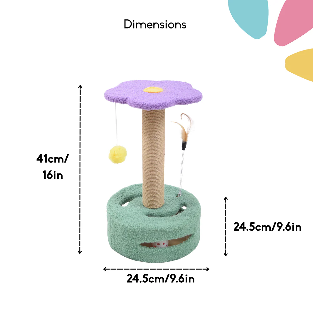 FurryLiving Bloom Multi Level Cat Tree Scratcher 3 in 1 Interactive Toy Tower for Cats - Image 5