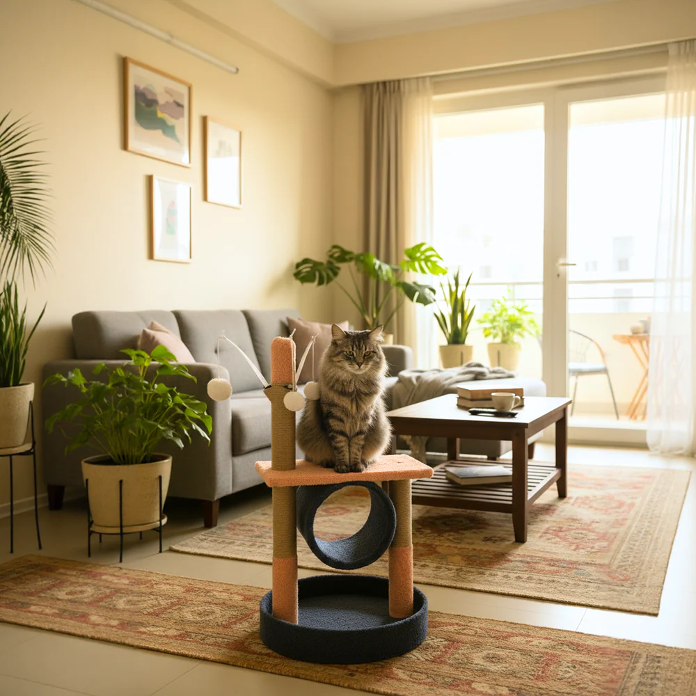 FurryLiving Canyon Multi Level Cat Tree with Tunnel, Toys and Scratching Post for Cats and Kittens - Image 2