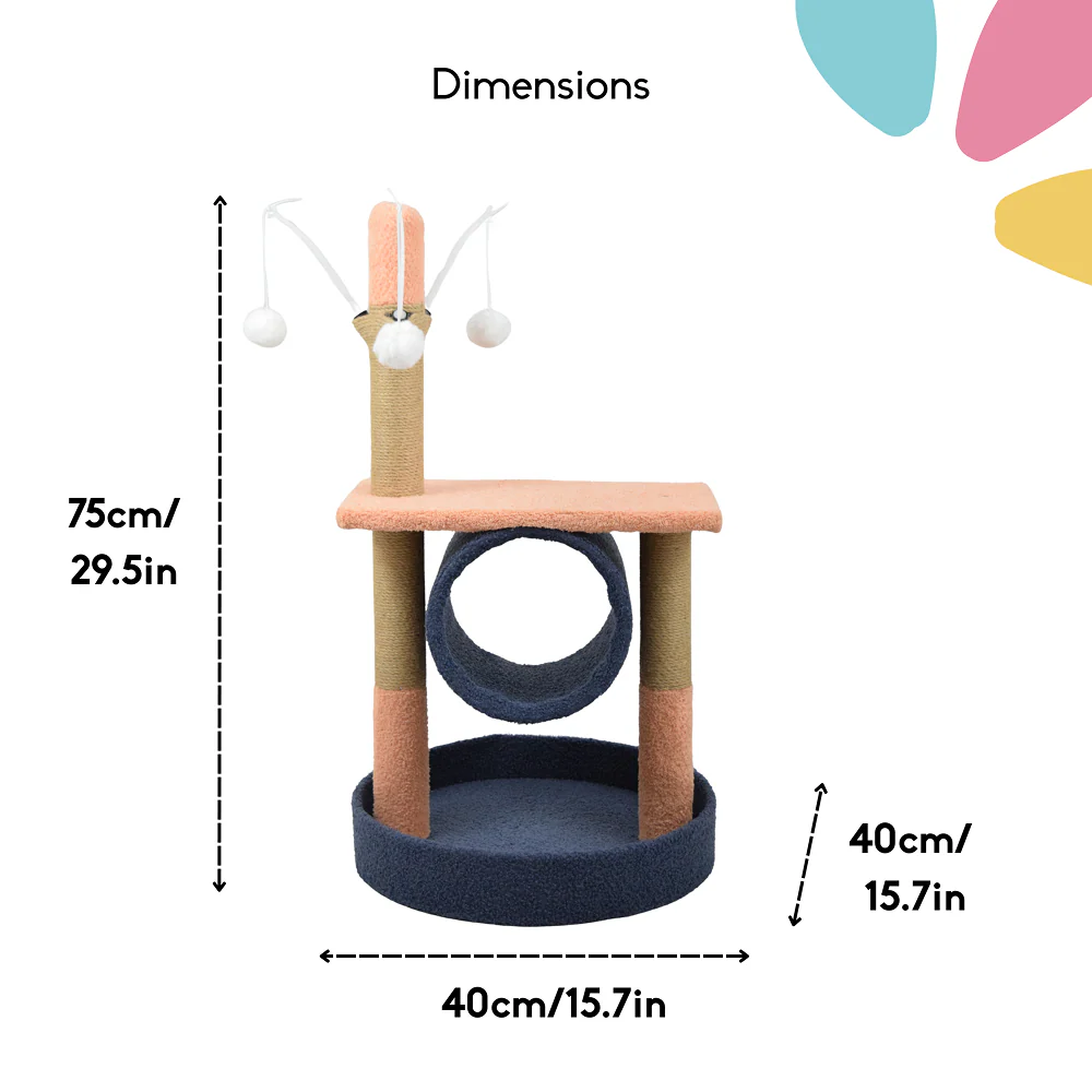 FurryLiving Canyon Multi Level Cat Tree with Tunnel, Toys and Scratching Post for Cats and Kittens - Image 5