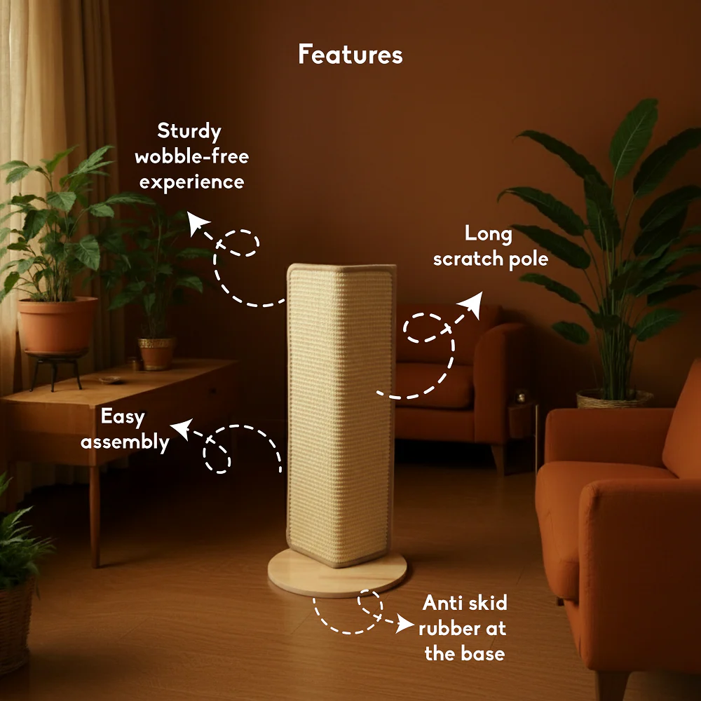 FurryLiving Cat Wall Scratcher Lite Space Saving Design for Wall Corners (Oak) - Image 3