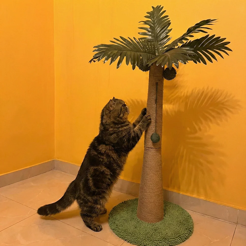 FurryLiving Coconut Tree Scratching Post with Hanging Ball Toy for Cat - Image 2