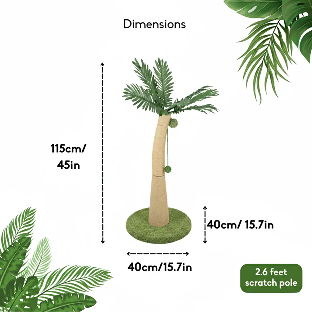 FurryLiving Coconut Tree Scratching Post with Hanging Ball Toy for Cat - Image 4