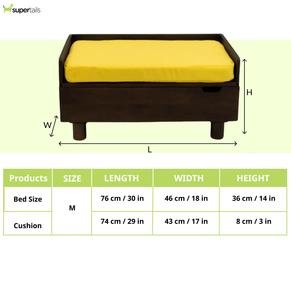 FurryLiving Hibachi Dark Brown Bed with Storage for Dogs (Dark Brown/Yellow Cushion) - Image 7