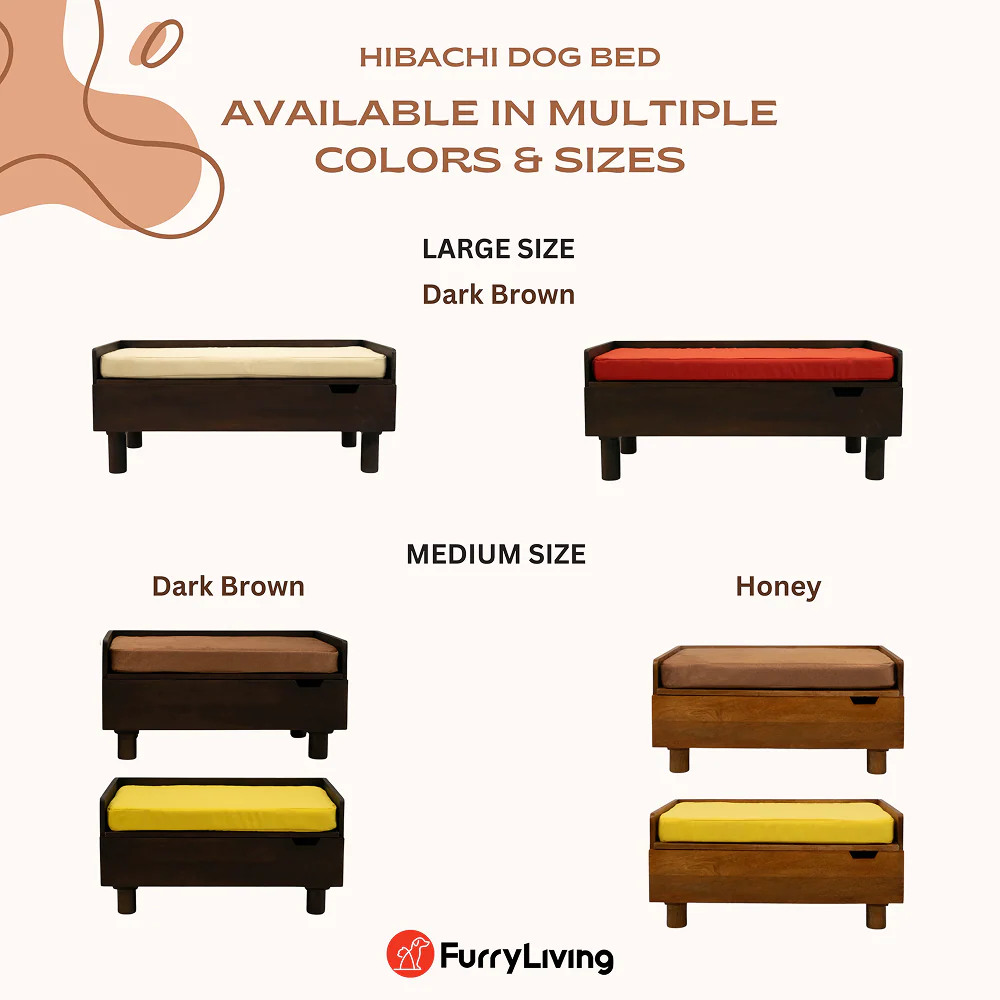 FurryLiving Hibachi Bed with Storage for Dogs (Dark Brown/Brown Cushion) - Image 5