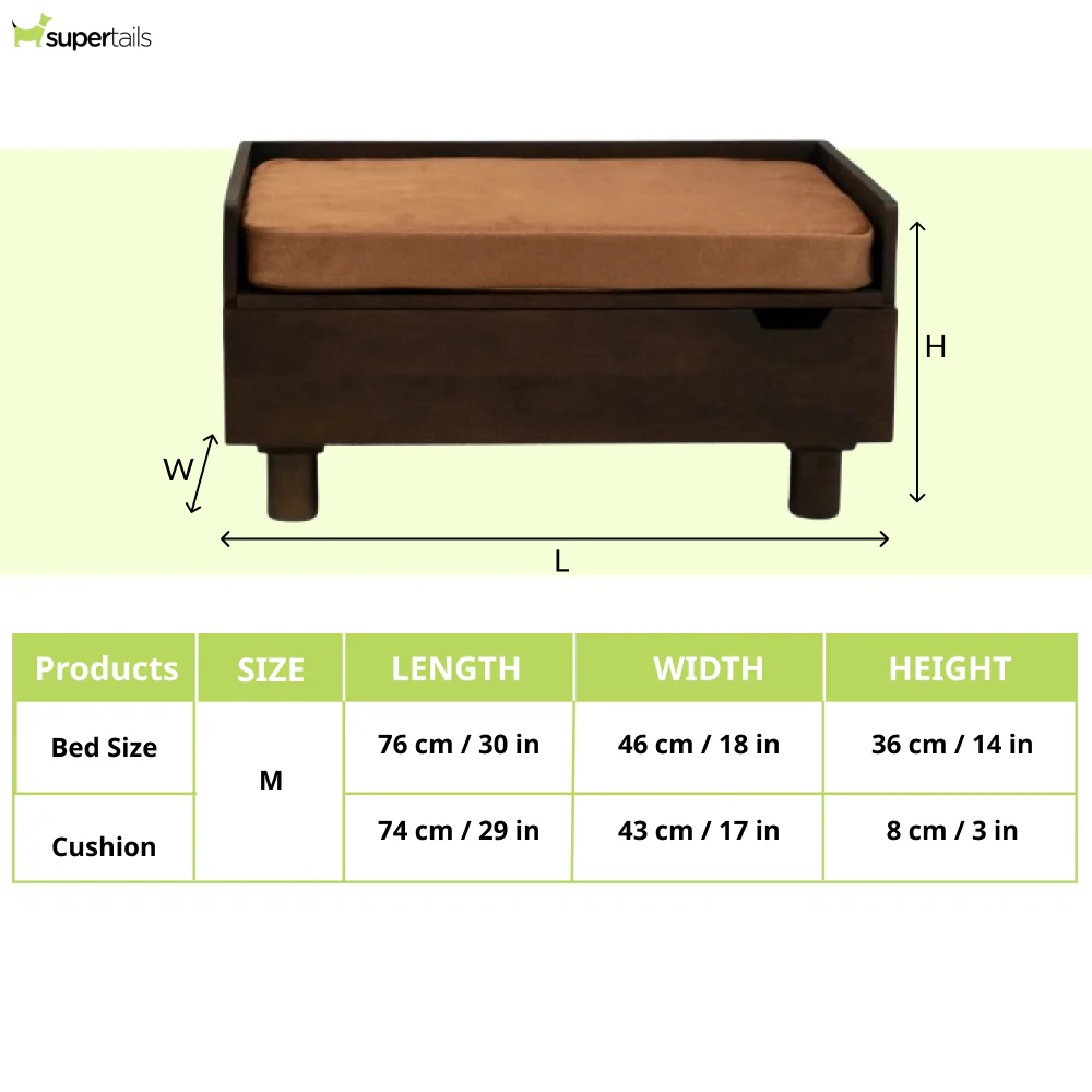 FurryLiving Hibachi Bed with Storage for Dogs (Dark Brown/Brown Cushion) - Image 7