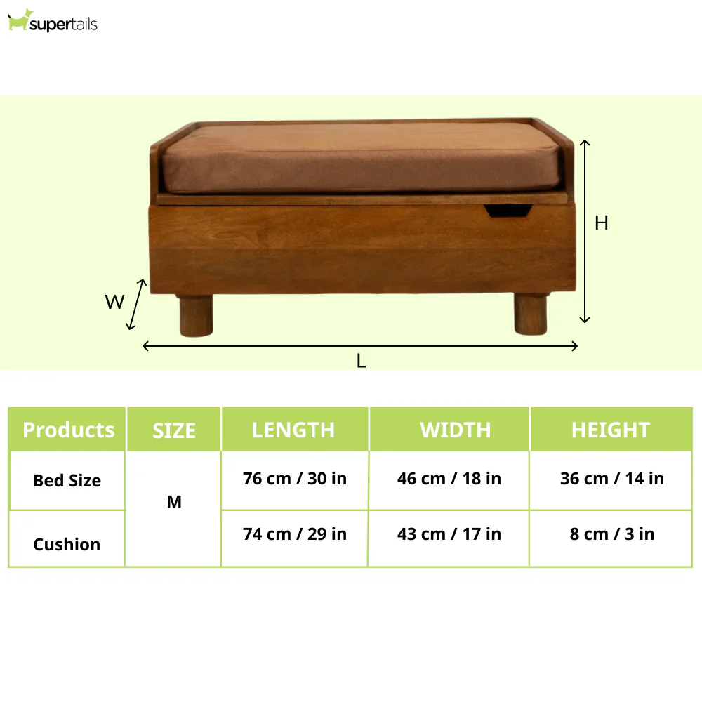 FurryLiving Hibachi Honey Bed with Storage for Dogs (Honey/Brown Cushion) - Image 7