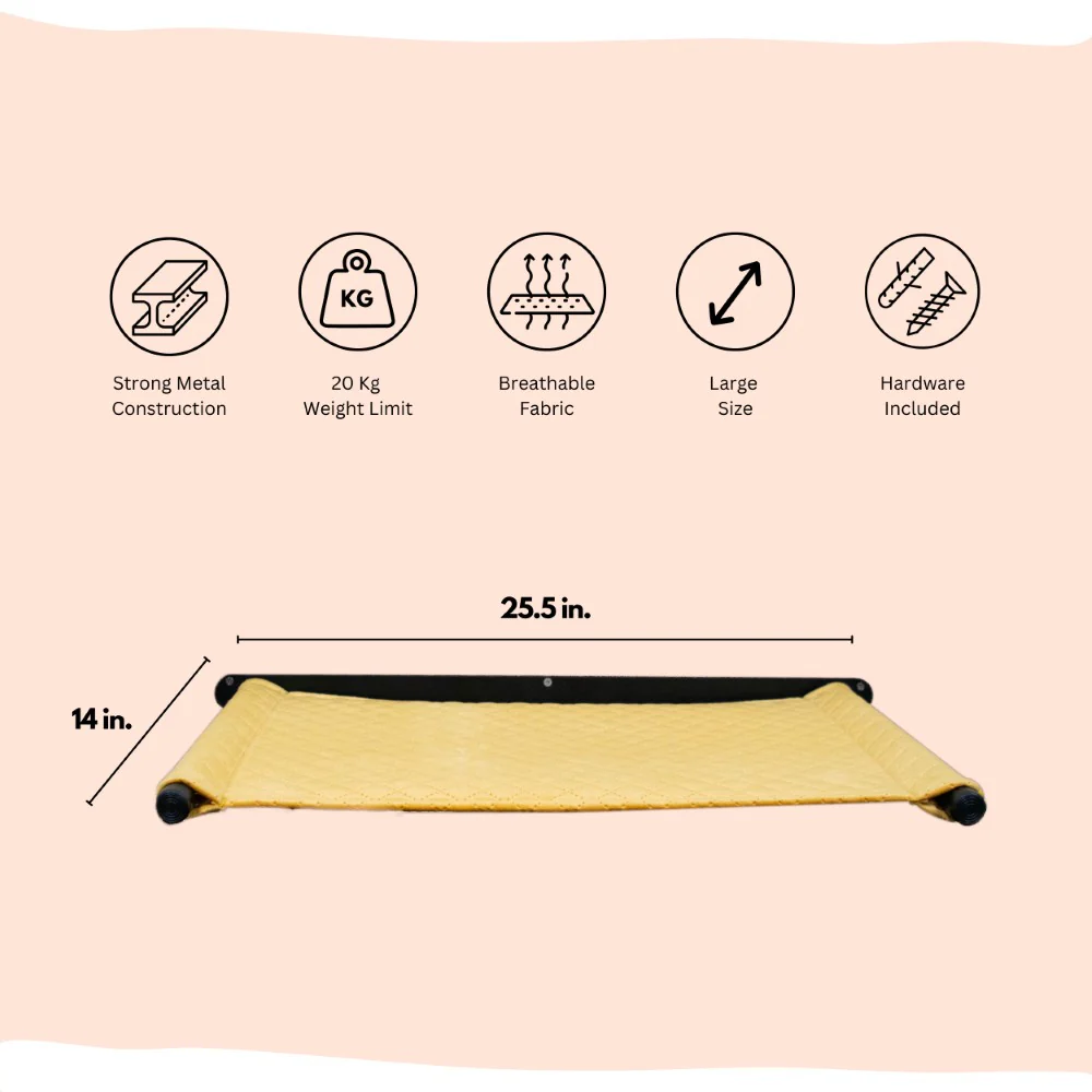 FurryLiving Kiki Wall Mounted Perch for Cats (Black/Yellow) - Image 3