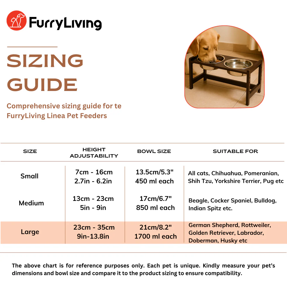 FurryLiving Linea Adjustable Elevated Raised Feeder with 2 Bowls for Dogs and Cats (Dark Brown) - Image 9