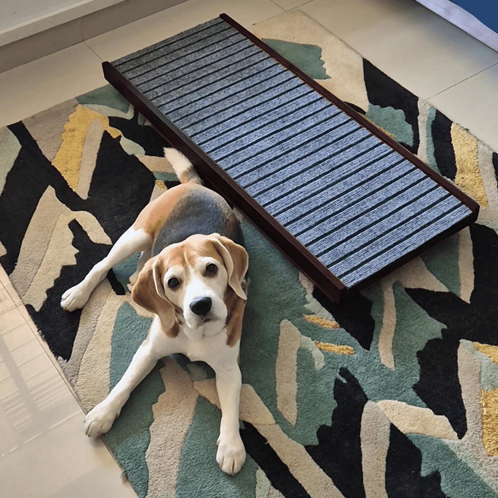 FurryLiving Wooden Ramp for Dogs and Cats (Dark Brown) - Image 6
