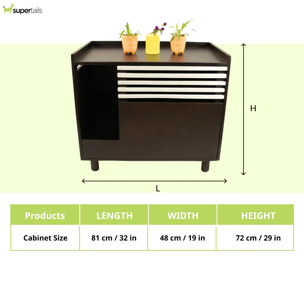 FurryLiving Lulu Litter Cabinet for Cats (Dark Brown) - Image 8