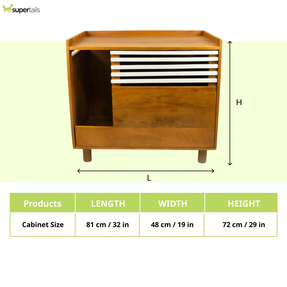 FurryLiving Lulu Litter Cabinet for Cats (Honey) - Image 7