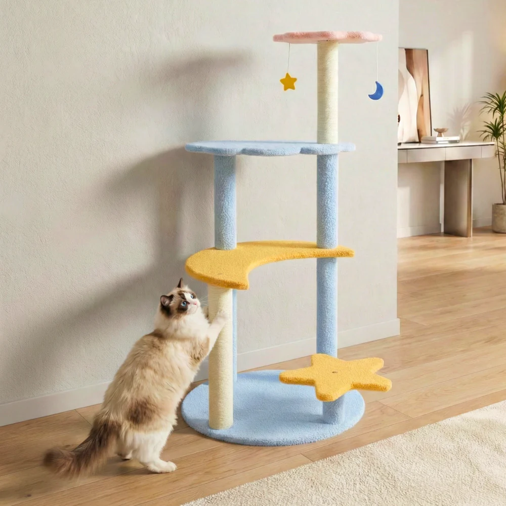FurryLiving Luna Tree Multi Level with Scratching Posts and Hanging Toy for Cat - Image 2