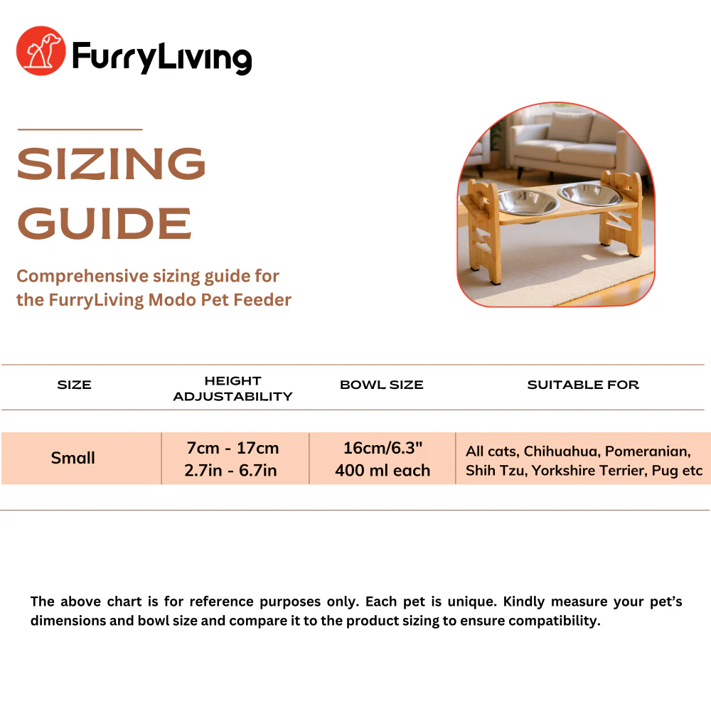 FurryLiving Modo Elevated Adjustable Bamboo Pet Feeder with 2 Bowls for Dogs and Cats - Image 7