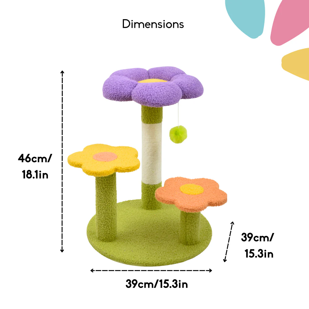 FurryLiving Petunia Multi Level Cat Tree with Scratching Post and Hanging Toy for Cats & Kittens - Image 5