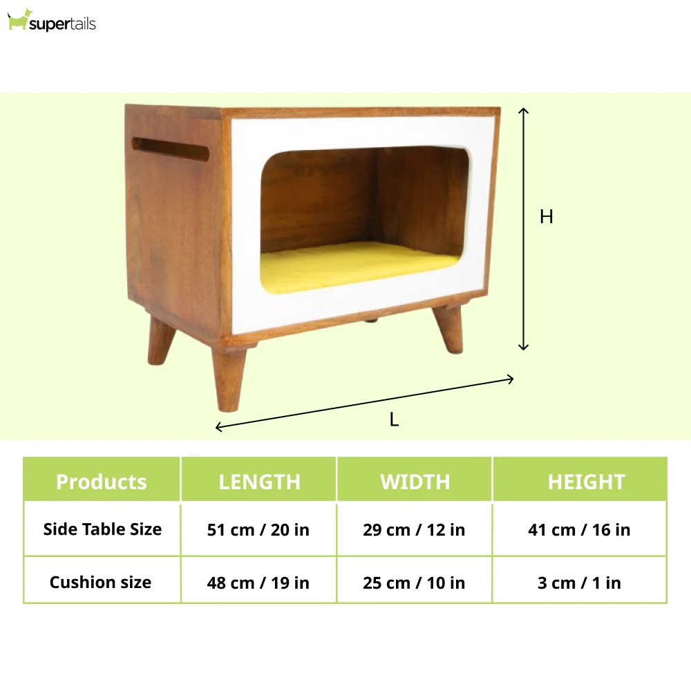 FurryLiving Telly Side Table with Cushion for Small Dogs and Cats (Honey/Yellow Cushion) - Image 8