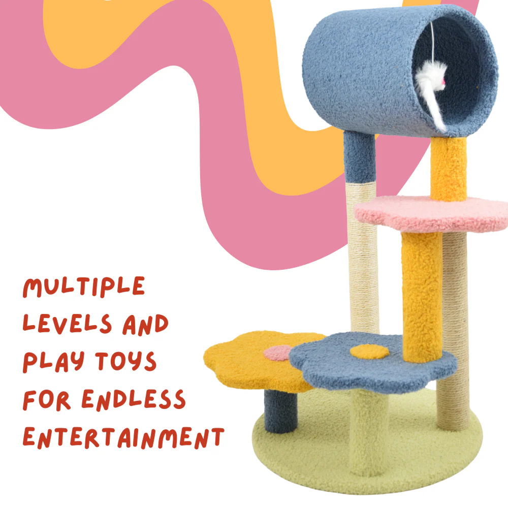 FurryLiving Terra Multi Level Cat Tree with Scratching Post and Hanging Toy for Cats & Kittens - Image 4