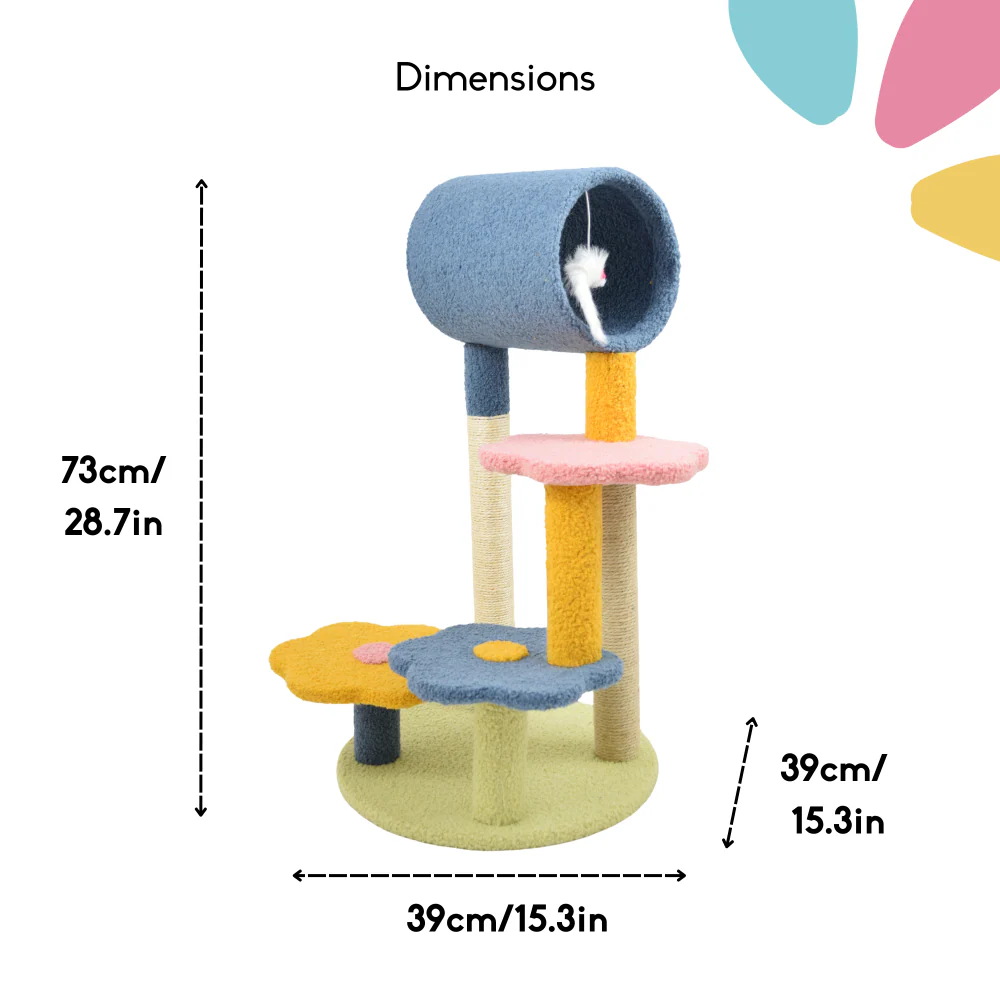FurryLiving Terra Multi Level Cat Tree with Scratching Post and Hanging Toy for Cats & Kittens - Image 5