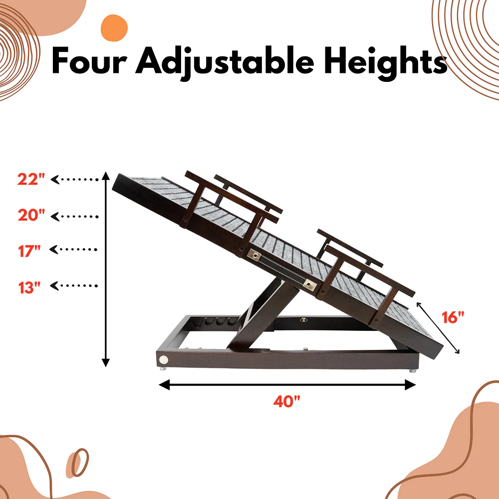 FurryLiving Wooden Ramp with Safety Rails for Dogs and Cats (Dark Brown) - Image 4