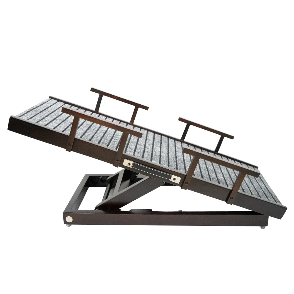 FurryLiving Wooden Ramp with Safety Rails for Dogs and Cats (Dark Brown) - Image 6