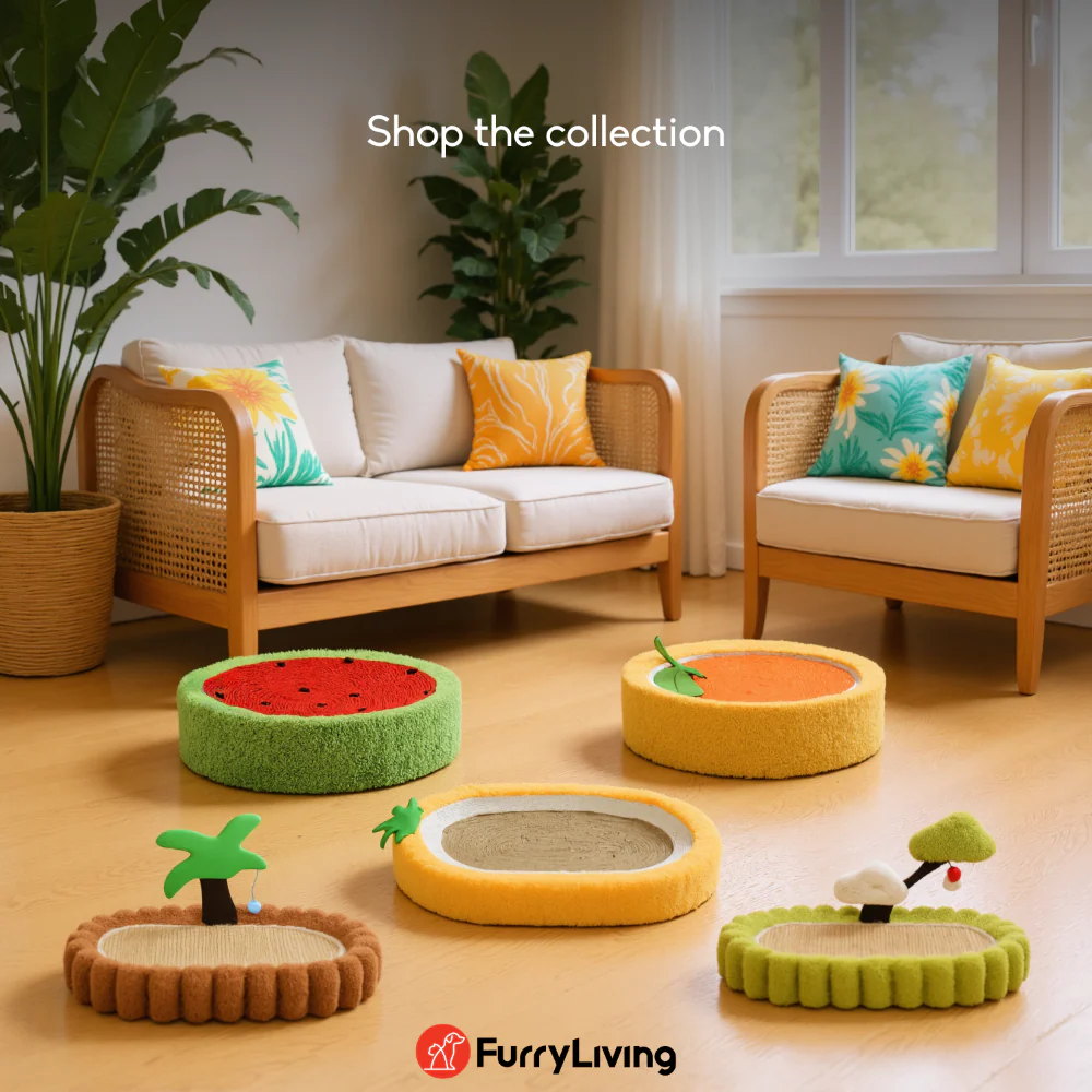 FurryLiving Zen Garden Bed and Scratcher Mat with Hanging Toy for Cats - Image 5