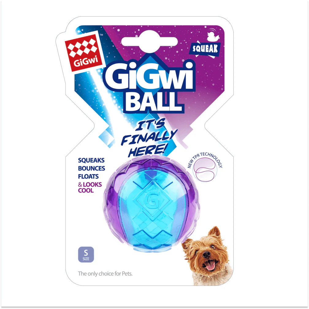 GiGwi Ball Squeaker Toy for Dogs (Blue/Purple) | For Medium Chewers - Image 4