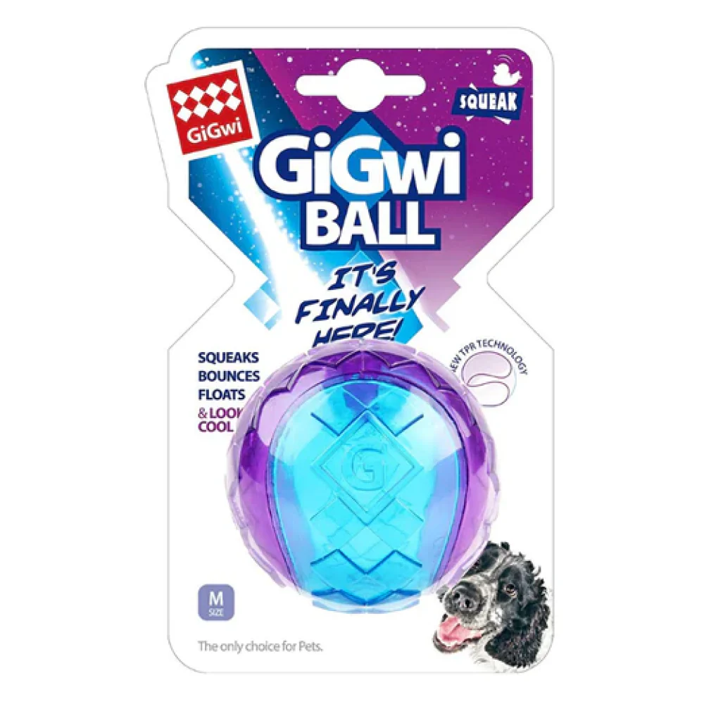 GiGwi Ball Squeaker Toy for Dogs (Blue/Purple) | For Medium Chewers - Image 5