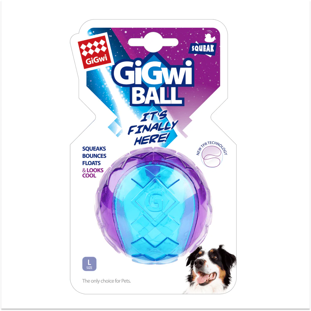 GiGwi Ball Squeaker Toy for Dogs (Blue/Purple) | For Medium Chewers - Image 6