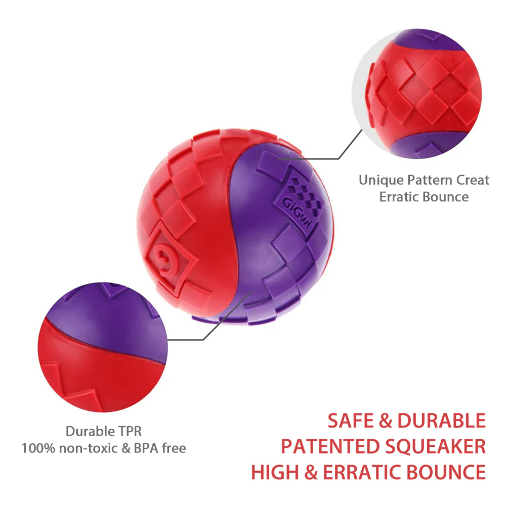 GiGwi Ball Squeaker Toy for Dogs (Red/Purple) - Image 5