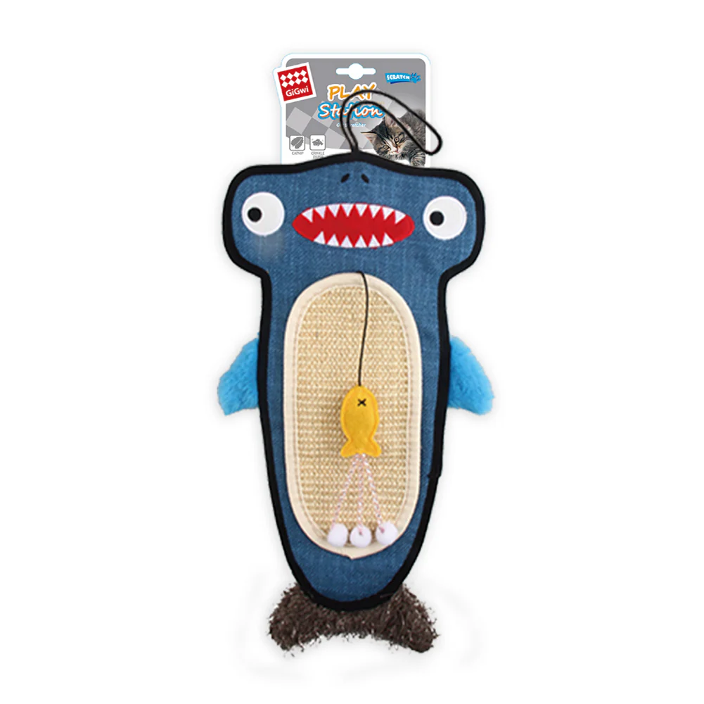 GiGwi Cat Scratcher with Catnip Alligator Toy for Cats (Blue) - Image 10