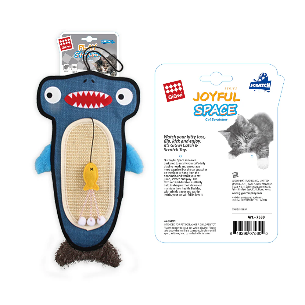 GiGwi Cat Scratcher with Catnip Alligator Toy for Cats (Blue) - Image 2