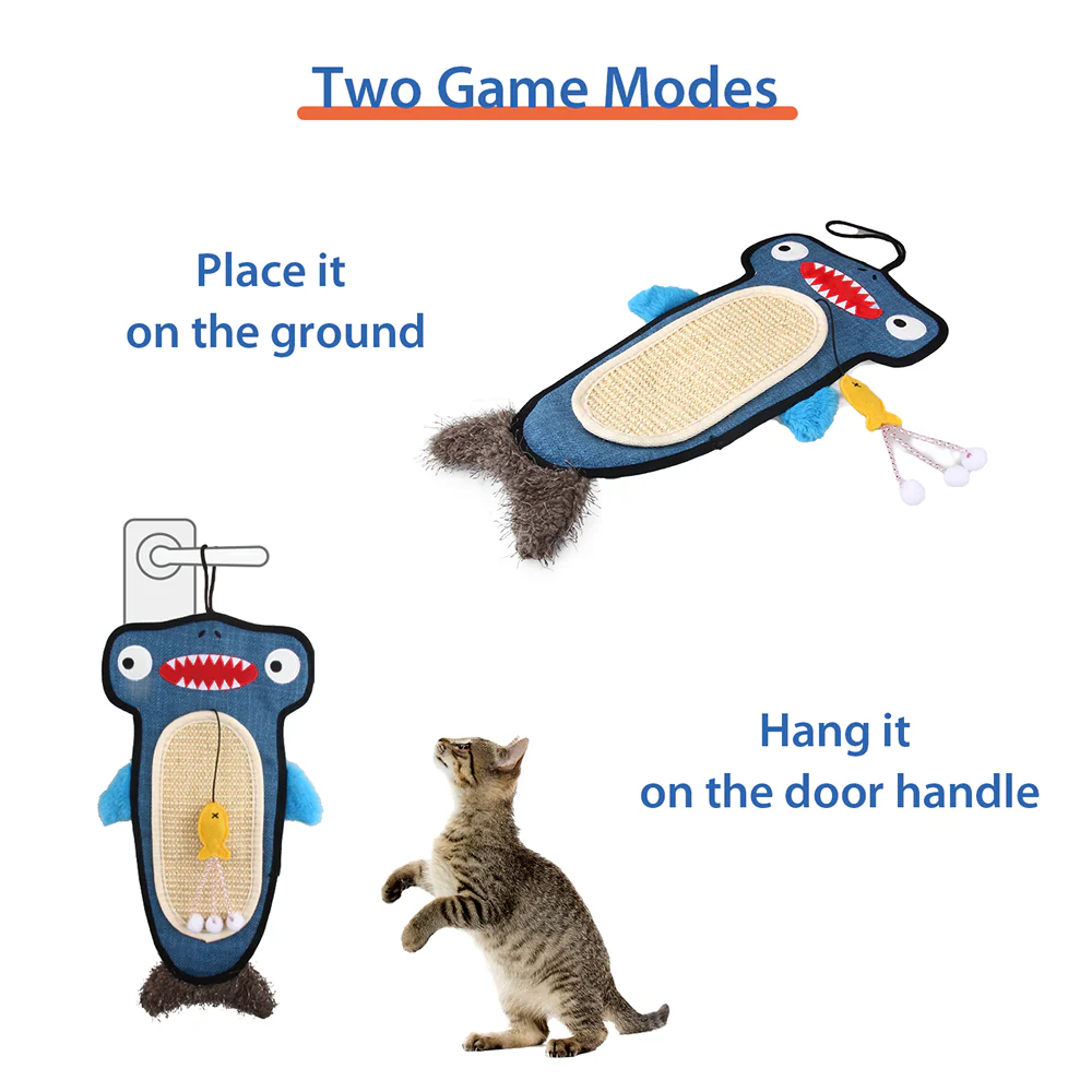GiGwi Cat Scratcher with Catnip Alligator Toy for Cats (Blue) - Image 3
