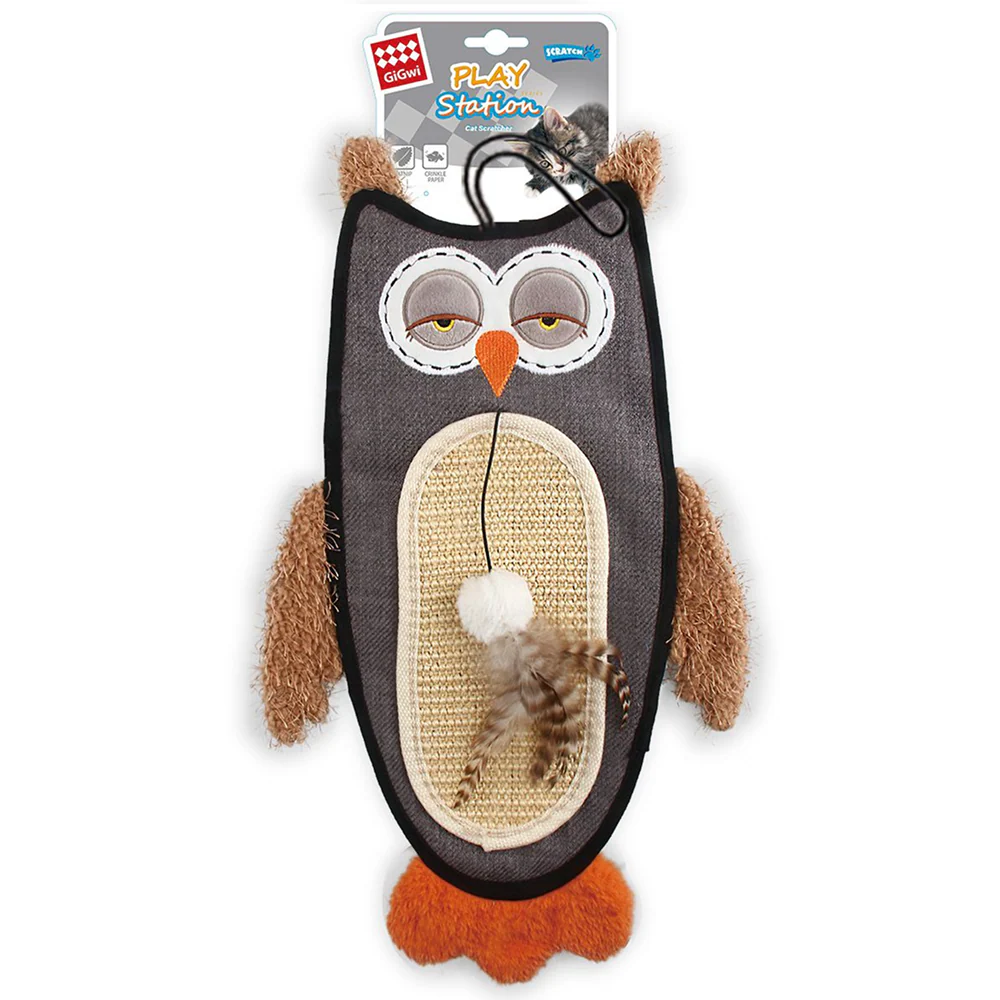 GiGwi Cat Scratcher with Catnip Owl Toy for Cats (Brown) - Image 11