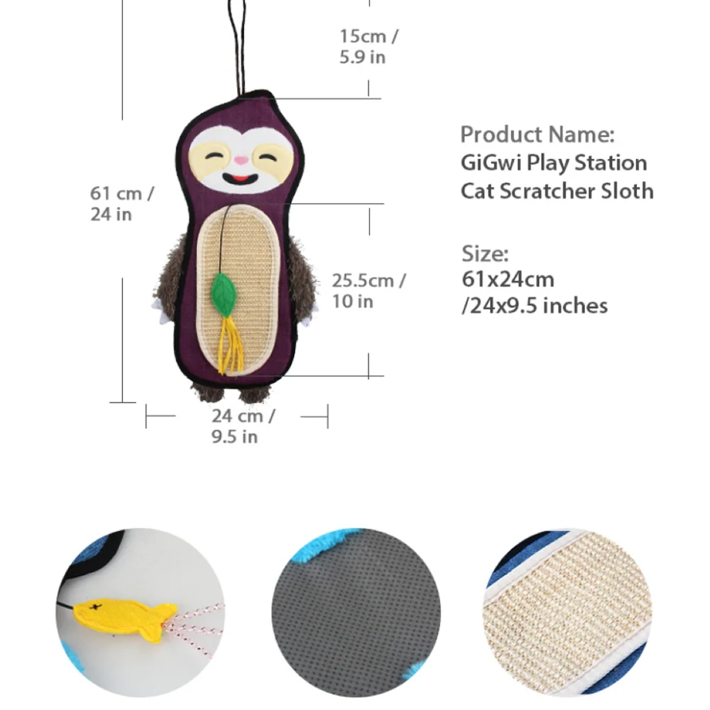 GiGwi Cat Scratcher with Catnip Owl Toy for Cats (Brown) - Image 2