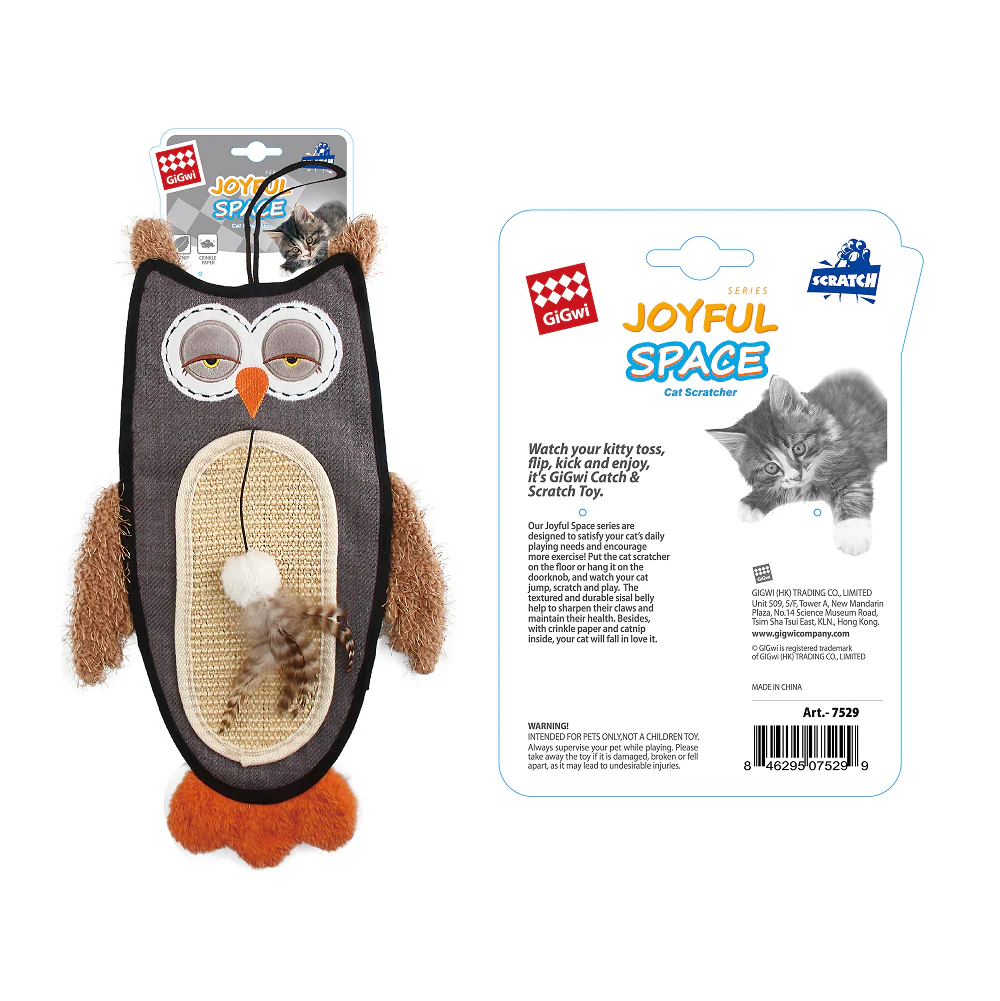 GiGwi Cat Scratcher with Catnip Owl Toy for Cats (Brown) - Image 4