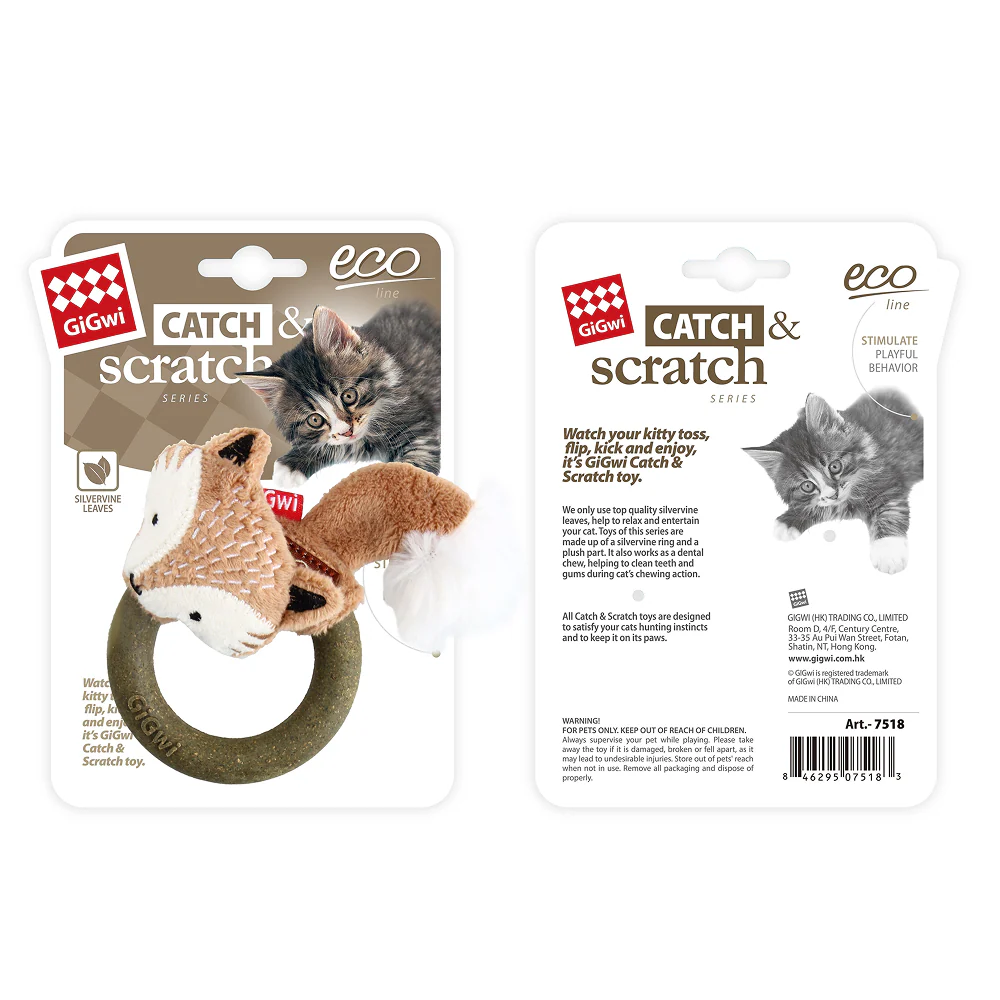 GiGwi Catch and Scratch Eco Line Fox Toy for Cats - Image 3